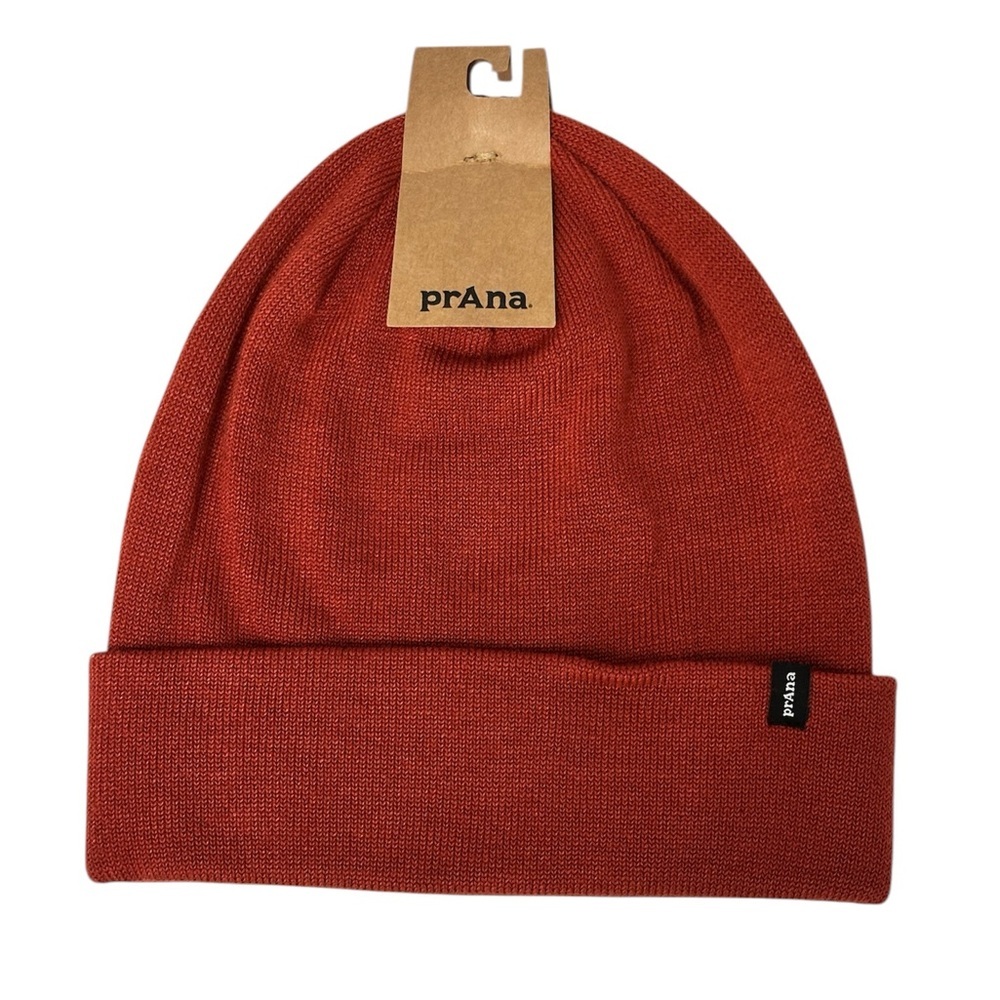 PRANA Flip It Beanie Rust Red Orange Unisex Men Women Sustainable OS $35 MSRP